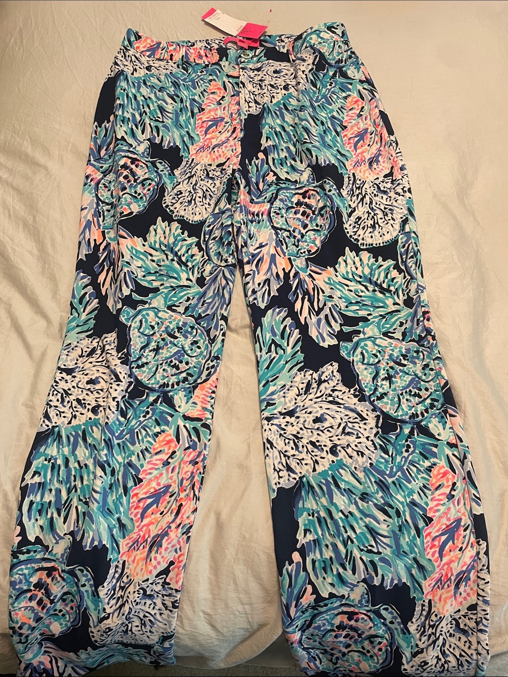 NWT Lilly Pulitzer Malorie high rise stretch pants in “high tide navy party”